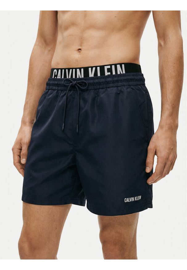 Calvin Klein Swimwear Szorty kąpielowe LV00N61015 Granatowy Regular Fit. Kolor: niebieski. Materiał: syntetyk