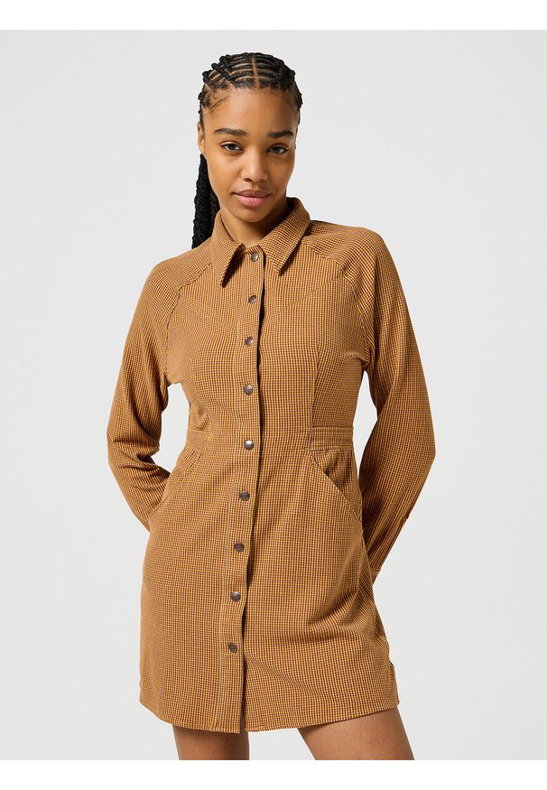 Wrangler - WRANGLER DAMSKA SUKIENKA WRANGLER SLIM FIT DRESS MADDER BROWN 112356780