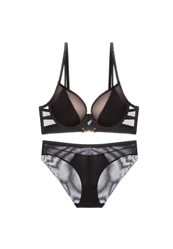Intica - Komplet bielizny z podtrzymującym biustonoszem i figami Botakoz. Kolor: czarny. Materiał: materiał