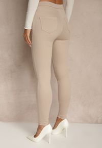 Renee - Beżowe Spodnie z Bawełny o Kroju Skinny Irivella. Okazja: na spotkanie biznesowe. Stan: podwyższony. Kolor: beżowy. Materiał: bawełna. Styl: biznesowy, elegancki #5