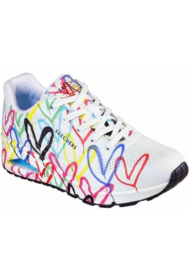 skechers - Buty do chodzenia damskie Skechers Spread The Love. Zapięcie: sznurówki. Kolor: biały, różowy, wielokolorowy. Materiał: guma, syntetyk, materiał. Szerokość cholewki: normalna. Sport: turystyka piesza