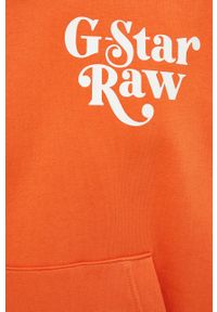 G-Star RAW - G-Star Raw Bluza D21693.A975 kolor pomarańczowy z kapturem z nadrukiem. Okazja: na co dzień. Typ kołnierza: kaptur. Kolor: pomarańczowy. Materiał: poliester. Wzór: nadruk. Styl: casual #3
