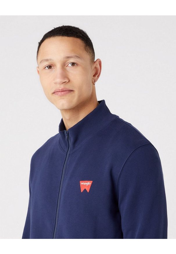 Wrangler - WRANGLER FUNNEL MĘSKA BLUZA LOGO NECK ZIP NAVY W663HA114 112320251