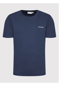 Calvin Klein T-Shirt Micro Logo Interlock K10K109894 Granatowy Regular Fit. Kolor: niebieski. Materiał: bawełna