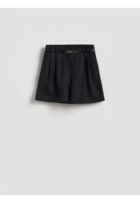 Reserved - Szorty z lnem - czarny. Kolor: czarny. Materiał: len