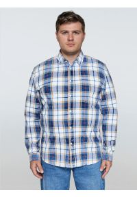 Big-Star - Koszula męska bawełniana w kratę niebiesko-biała Merowi 401. Okazja: na co dzień. Kolor: niebieski. Materiał: bawełna. Wzór: gładki, ze splotem. Styl: casual, vintage, klasyczny #7
