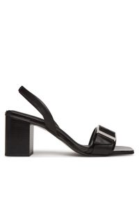 Calvin Klein Sandały Heel Sandal 70 W/Buckle - Lth HW0HW02456 Czarny. Kolor: czarny. Materiał: skóra