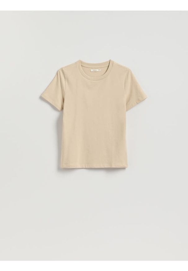 Reserved - T-shirt regular - kremowy. Kolor: kremowy. Materiał: dzianina, bawełna