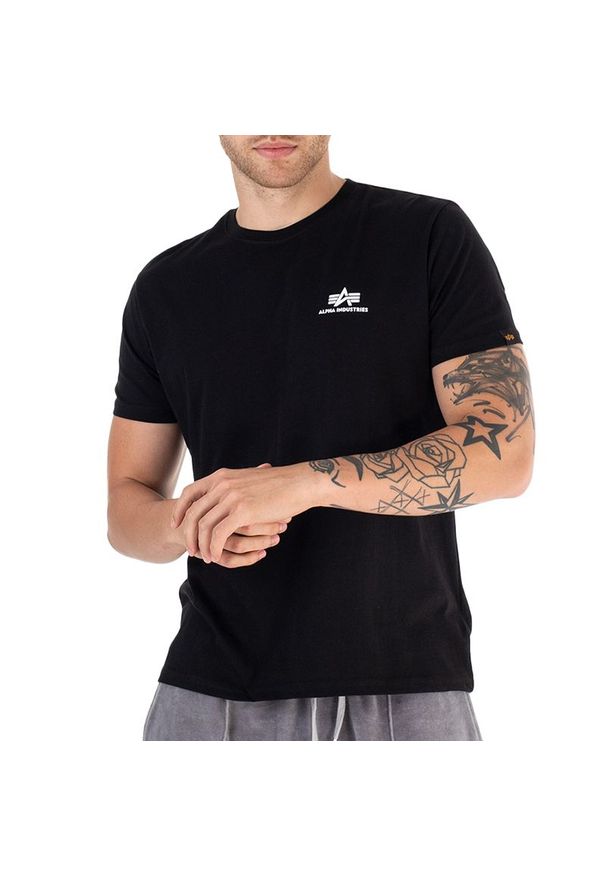 Koszulka Alpha Industries Basic T Small Logo 18850503 - czarna. Kolor: czarny. Materiał: bawełna