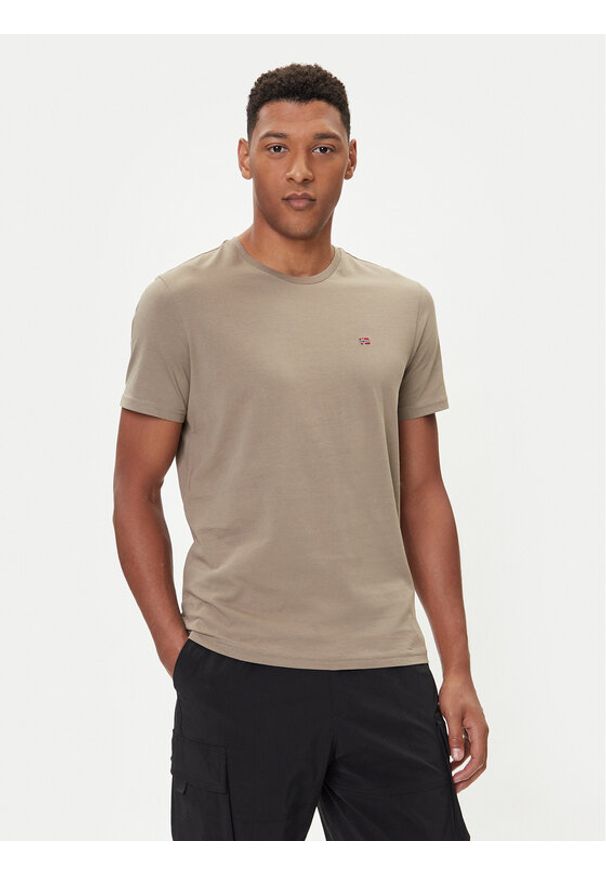 Napapijri T-Shirt Salis NP0A4H8D Beżowy Regular Fit. Kolor: beżowy. Materiał: bawełna
