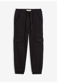 bonprix - Termiczne spodnie bojówki z podszewką z dżerseju. Kolor: czarny. Materiał: jersey #1