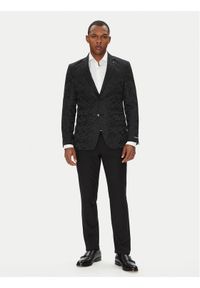 Karl Lagerfeld - KARL LAGERFELD Marynarka 155200 553038 Czarny Slim Fit. Typ kołnierza: dekolt w karo. Kolor: czarny. Materiał: syntetyk