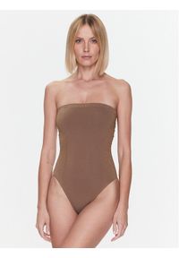 Calvin Klein Swimwear Strój kąpielowy KW0KW02074 Brązowy. Kolor: brązowy. Materiał: syntetyk