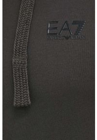 EA7 Emporio Armani bluza bawełniana męska kolor zielony z kapturem gładka. Okazja: na co dzień. Typ kołnierza: kaptur. Kolor: zielony. Materiał: bawełna. Wzór: gładki. Styl: casual #5