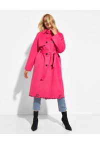 Ermanno Firenze - ERMANNO FIRENZE - Różowy płaszcz z wełny. Kolor: różowy, wielokolorowy, fioletowy. Materiał: wełna