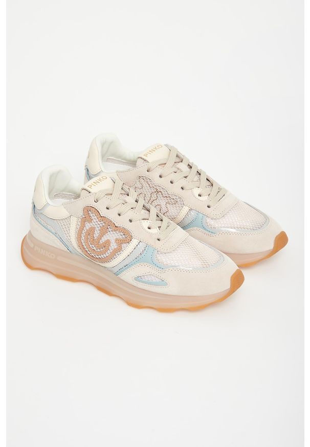 Pinko - Sneakersy damskie skórzane PINKO. Materiał: skóra