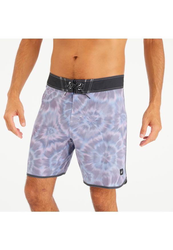 OLAIAN - Spodenki surfingowe męskie Olaian 500 18" Tye & Van. Kolor: niebieski. Materiał: materiał, elastan, poliester. Długość: długie. Styl: sportowy