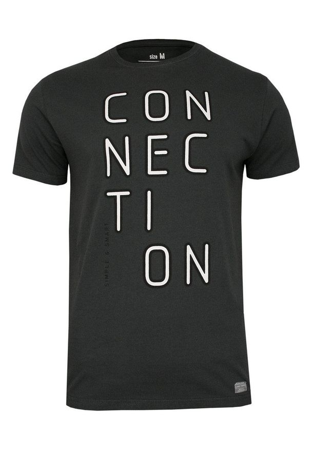 Grafitowy T-shirt Męski, Krótki Rękaw -Just Yuppi- Koszulka, z Nadrukiem, Koszulka w Napisy, Szara. Okazja: na co dzień. Kolor: szary. Materiał: bawełna. Długość rękawa: krótki rękaw. Długość: krótkie. Wzór: nadruk. Styl: casual