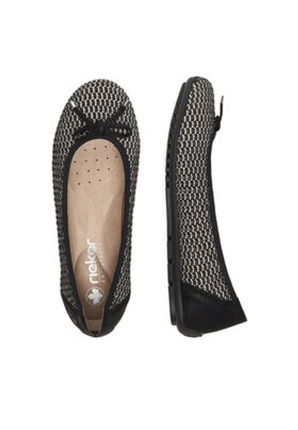 Rieker Baleriny CEO-43850-00 Czarny. Kolor: czarny. Materiał: materiał