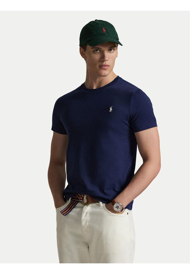 Polo Ralph Lauren T-Shirt 710671438525 Granatowy Slim Fit. Typ kołnierza: polo. Kolor: niebieski. Materiał: bawełna