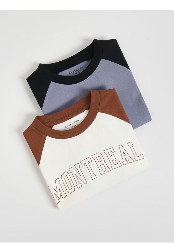 Reserved - Bawełniany longsleeve 2 pack - złamana biel. Materiał: bawełna. Długość rękawa: długi rękaw