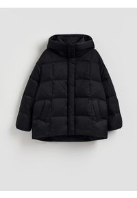 Reserved - Puchowa kurtka z kapturem - czarny. Typ kołnierza: kaptur. Kolor: czarny. Materiał: puch #1