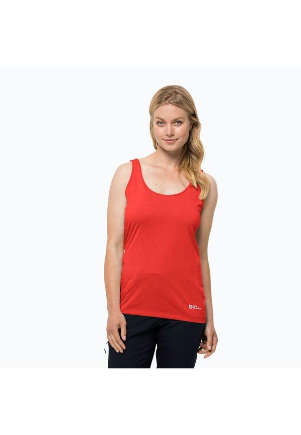 Koszulka trekkingowa damska Jack Wolfskin Pack & Go Tank. Typ kołnierza: polo. Kolor: pomarańczowy