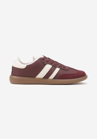 Born2be - Bordowe Płaskie Sneakersy Ozdobione Paskami Glaria. Nosek buta: okrągły. Zapięcie: pasek. Kolor: czerwony. Wzór: aplikacja. Obcas: na obcasie. Wysokość obcasa: niski #6