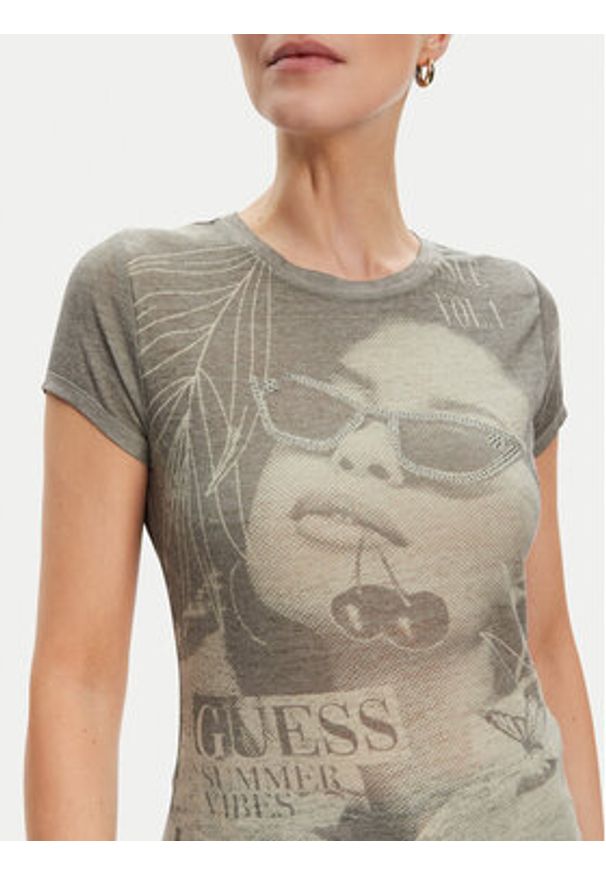 Guess T-Shirt W5YI36 KBYH0 Zielony Regular Fit. Kolor: zielony. Materiał: bawełna