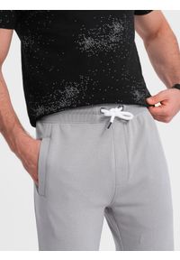 Ombre Clothing - Męskie dresowe spodnie z nogawką bez ściągacza - szare V8. Kolor: szary. Materiał: dresówka. Wzór: aplikacja. Styl: klasyczny, sportowy #5