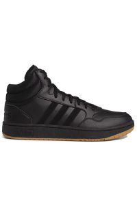 Adidas - Buty adidas Hoops Mid 3.0 GY4745 - czarne. Okazja: na co dzień. Wysokość cholewki: za kostkę. Zapięcie: sznurówki. Kolor: czarny. Materiał: skóra ekologiczna, guma. Szerokość cholewki: normalna #1