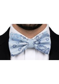 Mucha Męska w Zestawie z Poszetką - Alties - Błękitna w Kwiaty. Kolor: niebieski. Wzór: kwiaty. Styl: elegancki, sportowy #4