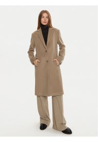 Calvin Klein Płaszcz wełniany K20K207701 Beżowy Regular Fit. Kolor: beżowy. Materiał: wełna, syntetyk #1