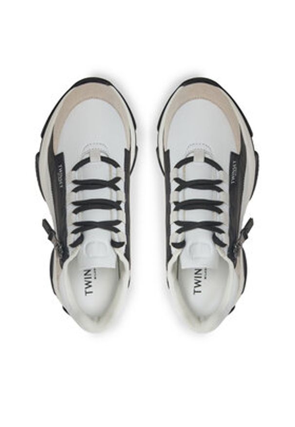 TwinSet - TWINSET Sneakersy 242TGT18E Biały. Kolor: biały. Materiał: skóra