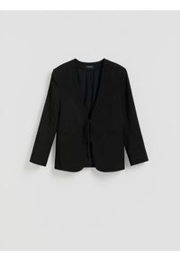 Reserved - Marynarka z lyocellem - czarny. Kolor: czarny. Materiał: tkanina