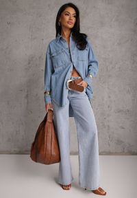 Renee - Niebieska Koszula Denimowa z Bawełną o Kroju Oversize Dinista. Okazja: na co dzień. Kolor: niebieski. Materiał: bawełna. Długość: długie. Styl: casual, boho #6