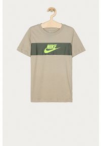 Nike Kids - T-shirt dziecięcy 122-170 cm. Okazja: na co dzień. Kolor: beżowy. Materiał: dzianina. Styl: casual
