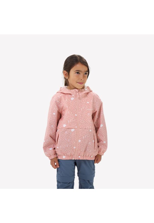 quechua - Kurtka turystyczna dla dzieci Quechua MH500 wodoodporna. Kolor: różowy. Materiał: poliester, materiał. Sezon: lato. Styl: sportowy. Sport: turystyka piesza