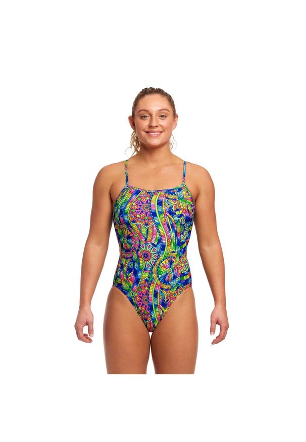 Strój do pływania FUNKITA Spin The Bottle - Single Strap. Kolor: wielokolorowy