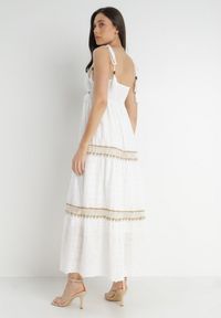 Born2be - Biała Sukienka Chrysis. Kolor: biały. Materiał: koronka, bawełna, tkanina. Długość rękawa: na ramiączkach. Wzór: haft, koronka, aplikacja. Styl: boho. Długość: maxi #6