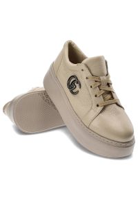 Beżowe Sneakersy Armodo Damskie Stylowe Obuwie. Okazja: na imprezę. Kolor: beżowy. Materiał: materiał #7