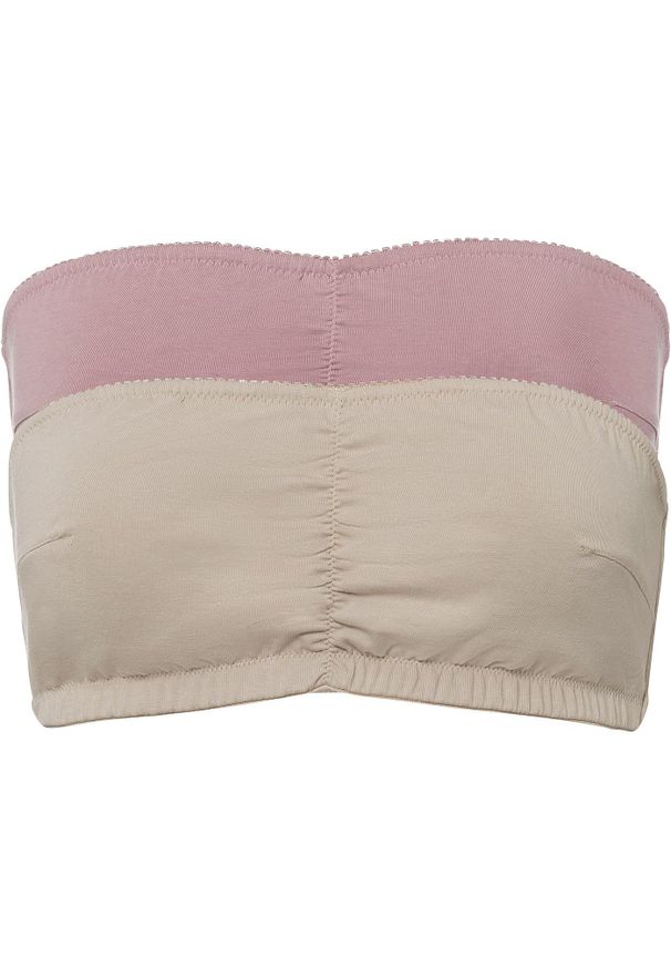 bonprix - Biustonosz bandeau (mis. A i B), bawełna organiczna (2 szt.). Kolor: beżowy. Materiał: bawełna. Wzór: gładki