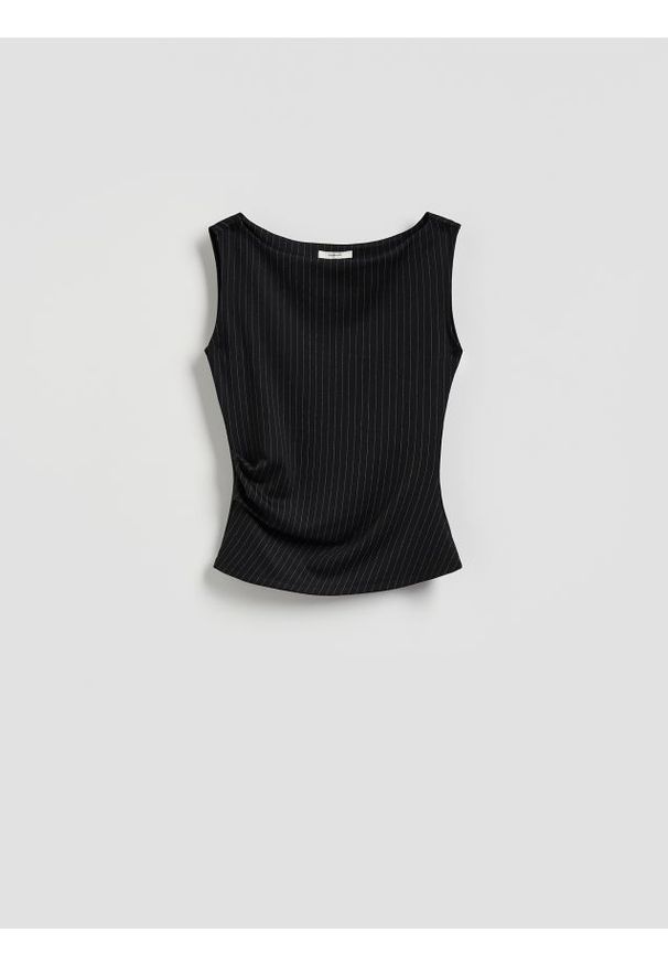 Reserved - Bluzka z wiskozą - ciemnoszary. Kolor: szary. Materiał: wiskoza