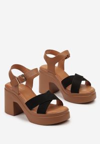 Born2be - Czarne Sandały na Słupku i Platformie z Zapięciem przy Kostce Anuset. Kolor: czarny. Obcas: na platformie. Styl: elegancki #4