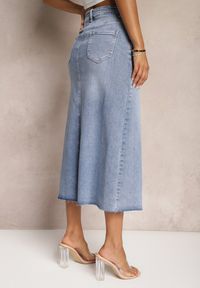 Renee - Jasnoniebieska Spódnica Maxi z Rozcięciem z Jeansu Vonuline. Stan: podwyższony. Kolor: niebieski. Materiał: jeans. Styl: sportowy, elegancki #3