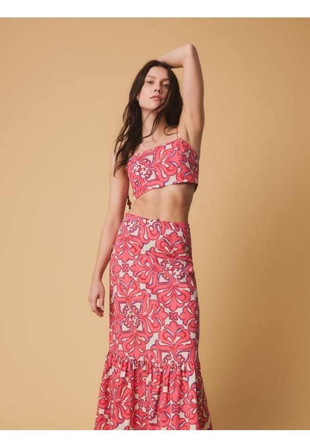 Reserved - Spódnica midi - wielobarwny. Materiał: bawełna, tkanina