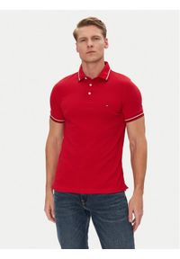 TOMMY HILFIGER - Tommy Hilfiger Polo Seasonal MW0MW39993 Czerwony Slim Fit. Typ kołnierza: polo. Kolor: czerwony. Materiał: bawełna