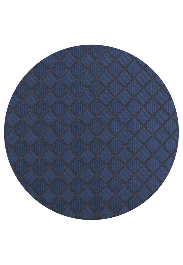 Krawat Męski - Angelo di Monti - Granat, Drobna Kratka. Kolor: niebieski. Materiał: tkanina. Wzór: kratka. Styl: elegancki, wizytowy