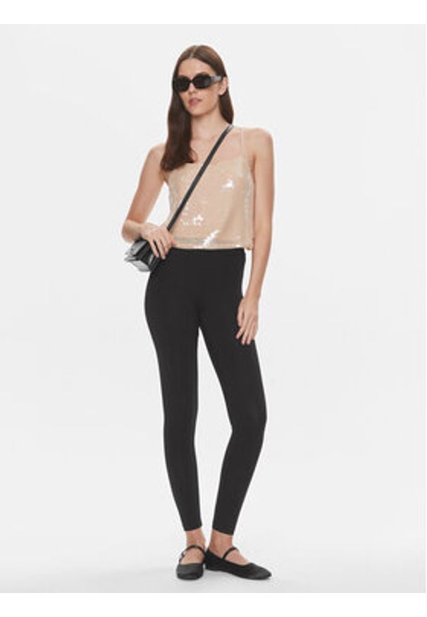 Calvin Klein Jeans Top J20J222615 Beżowy Regular Fit. Kolor: beżowy. Materiał: syntetyk