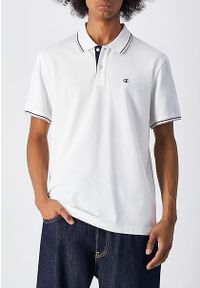 Koszulka męska Champion polo. Okazja: na co dzień. Typ kołnierza: polo. Kolor: biały. Styl: casual